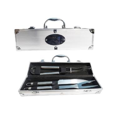 Imagem de Kit Maleta Churrasco Inox 3 Peças De Alumínio
