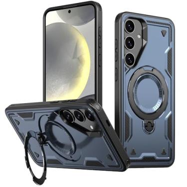 Imagem de Capa Armor para Samsung S25 S24 S23 Ultra Plus A55 A35 A15 Carregamento magnético sem fio 360 Rotate Kickstand Capa à prova de choque, Azul, Para A35 5G