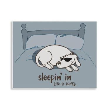 Imagem de Stupell Industries Desenho artístico de placa de parede Sleeping In Dog por LIR, 35,5 x 28,5 cm