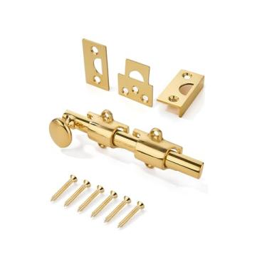 Imagem de khtumeware Pacote Com 2 Unidades De 6 Polegadas, Travas Deslizantes De Superfície De Porta Holandesa De Latão Polido E Parafusos De Superfície Deslizante, Parafusos De Superfície Deslizantes Decora