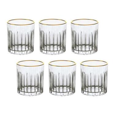 Imagem de Copo Baixo de Cristal L'Hermitage Para Whisky 310 ml Soho Borda Dourad