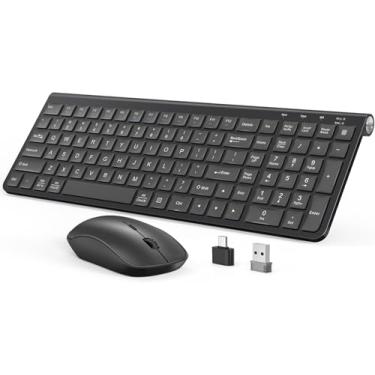 Imagem de JOYACCESS Combo de teclado sem fio, teclado ergonômico sem fio com suporte ajustável, conector tipo C e filme à prova d'água compatível com Win 7/8/10, MacBook Pro/Air, laptop - preto