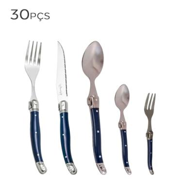 Imagem de Faqueiro de Aço Inox Laguiole Azul 30PÇS
