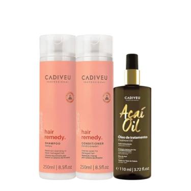 Imagem de Kit Cadiveu Essentials Hair Remedy Shampoo Condicionador e Açaí Oil 110 (3 produtos)