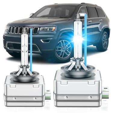 Imagem de SENROBO Adequado para Jeep 2017-2021 Compass 2014-2021 Grand Cherokee 2014-2018 Cherokee D3S HID lâmpada de farol xenon, 350% de brilho, lâmpadas de farol alto e baixo, 8000K branco azul, pacote com 2