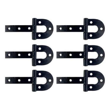 Imagem de Kit 6 Dobradiça De Porteira Ferradura Forjada 220mm Tarza