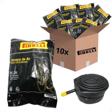 Imagem de Kit 10 unidades camara de ar aro 26 pe-26 pirelli bico grosso 33mm bic