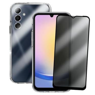 Imagem de Kit Proteção Compatível Samsung Galaxy A25 Capinha Transparente Space + Película 3D Privacidade Anti Espião