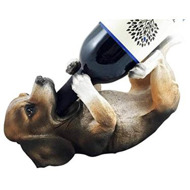 Imagem de Ebros – Suporte de garrafa de vinho para cães de raça pura realista com pedigree canino, adorável tri colorido, estátua como decoração de centro de vinhos (Beagle)