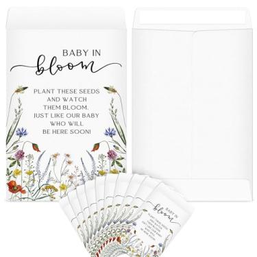 Imagem de Fumete 100 pacotes de sementes para chá de bebê, lembrancinhas, pacotes autoadesivos de sementes, envelopes para bebês em flor, pacotes de sementes kraft, mini organizador de pacotes de sementes para