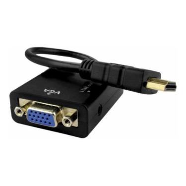 Imagem de Cabo Conversor Adaptador Hdmi X Vga Saída De Áudio P2 Novo
