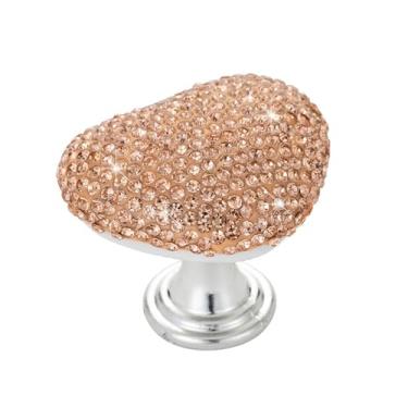 Imagem de Botão de descarga de tanque de água de cristal diamante auxiliar em forma de coração brilhante tampa de assento de vaso sanitário acessórios decoração para banheiro proteção de unhas (pêssego mel)