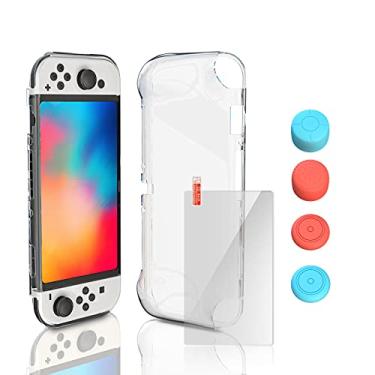 Imagem de TPU Case Cover for Switch OLED, Clear Protective Case Compatible with Nintendo Switch OLED Model with Tempered Glass Screen Protector and Thumb Stick Caps - Clear