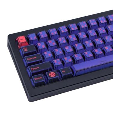 Imagem de GEKUCAP Teclas personalizadas PBT japonesas roxas, 130 teclas, preto, roxo, mangá, teclado, sublimação de perfil cereja, conjunto de teclas para teclado mecânico Cherry MX Gateron Kailh Switchs