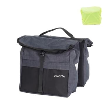 Imagem de Vincita Novas bolsas laterais de ciclismo resistentes à água com tampa de chuva, grande, alça de transporte, pontos refletores - bolsa de selim para suporte de bicicleta - Acessórios de bicicleta