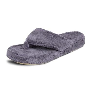 Imagem de Acorn Pantufas femininas de spa com conforto de contorno de nuvem – suporte de arco e forro felpudo felpudo, perfeito para praia, acampamento, piscina ou banheiro, Tinta de lula, 9.5-10.5