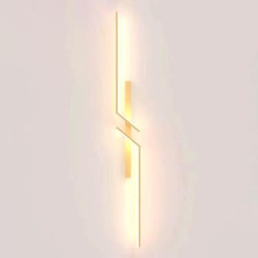 Imagem de HOSETEON Arandela de parede dourada, linear moderna, luminária de parede, arandelas de parede rasgadas longas, luminária de parede de metal dourado r g quarto, oom