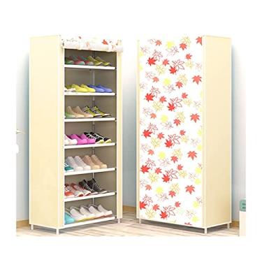 Imagem de Waradrobe sapateira portátil prateleira armário torre para armário 7 níveis sapateira organizador de armazenamento com capa de tecido não tecido guarda-roupa armário de armazenamento (cor: cáqui