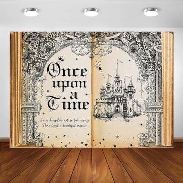 Imagem de Avezano Pano de fundo vintage de livros de contos de fadas, Once Upon a Time, castelo antigo, romântico, princesa, foto de fundo, livro, faixa temática, festa, casamento, aniversário, decorações (3 x
