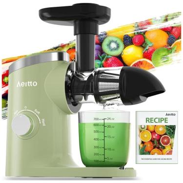 Imagem de Centrifuga de Frutas com 2 Velocidades, Fácil de Limpar, Inclui Livro de Receitas em Inglês, 110V 150W, Aeitto, Verde Oliva