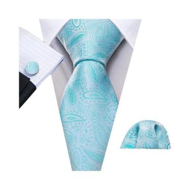 Imagem de Conjunto de Gravata e Abutões Masculinos - Verde Menta, Cerceta, Oliva