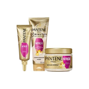 Imagem de Kit Tratamento Capilar Pantene Nutrição Ampola 45g + Condicionador Diário Pantene Nutrição 170ml + Máscara de Tratamento Pantene Pro-V Nutrição 270ml