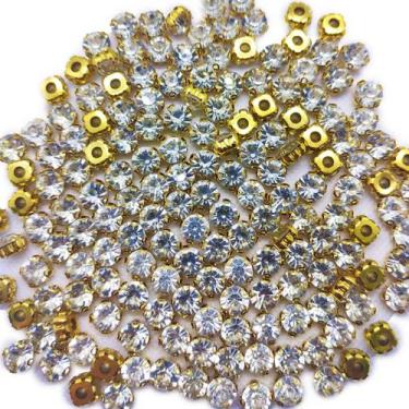 Imagem de Strass de Rebitar 8mm  + Rebite Aço inox - Alto Brilho - 1000 Peças - 