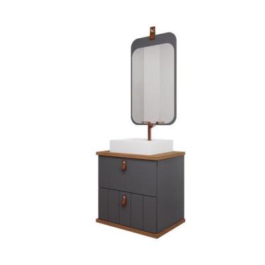 Imagem de Gabinete de Banheiro Milano 60 com Espelho Monet Titanium/Freijo - MGM