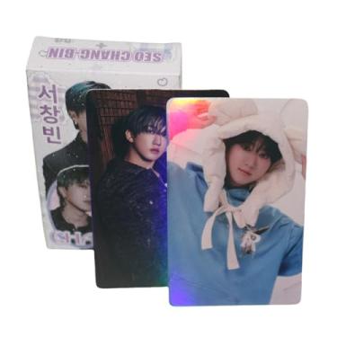 Imagem de Stray Kids Laser Photocards 50 PCS Stray Kids Album Photo Cards with Holo Effect Stray Kids Kpop Gift Lomo Cards Merch for Boys and Girls (ChangBin)