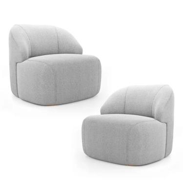 Imagem de Kit 2 Poltronas Organica Decorativa Eloa Boucle Prata - Londrilar