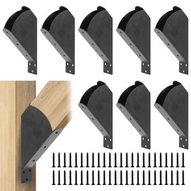 Imagem de Rasugarlary 8 peças de suportes de pérgola, suporte de ângulo de 45 graus, suporte de conector resistente para 5 x 10 cm (real: 4 x 8 cm) poste de madeira e viga de pérgola kit DIY