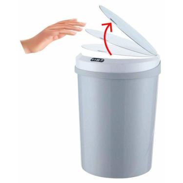 Imagem de Lixeira Automática Redonda 12 Litros Com Sensor Cinza