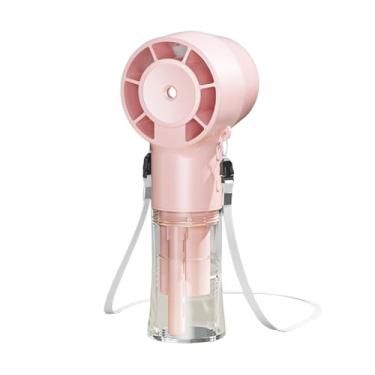 Imagem de WeiLaiKeQi Pulverizar fã de mão minimidificador de umidificador elegante 4 velocidades ajuste silencioso ventilador pessoal portátil para caminhar acampamento de, Rosa