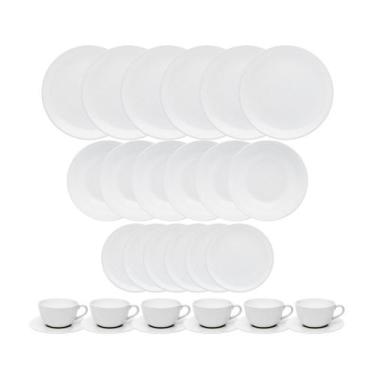 Imagem de Jogo Aparelho De Jantar Completo Porcelana Pratos E Xícara 30 Peças Ox
