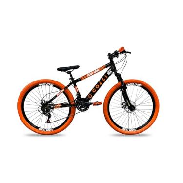 Imagem de Colli Bike, Bicicleta Grau, Aro 26, Freios a Disco, 21 V, Alavanca Rapid Fire 3/7V, Pedivela Triplo Aço, Selim Colli C/Carrinho, Pedal Free Sport 9/16 Colorido, Pneus Coloridos, Guidão Downhill