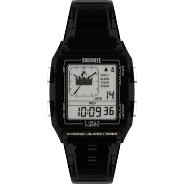 Imagem de Timex Relógio unissex Q LCA x Fortnite 35 mm - pulseira preta mostrador digital caixa preta, Preto