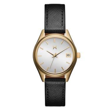 Imagem de MVMT Rise II Mini Relógio feminino de quartzo com 3 ponteiros, pulseira de couro de bezerro resistente à água até 5 ATM/50 metros - Relógio vintage minimalista premium - 30 mm