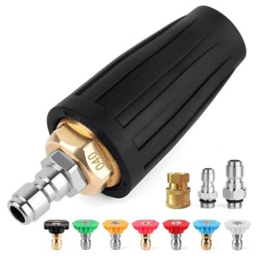 Imagem de GIANTOOL Bocal turbo para lavadora de pressão Max5000PSI com conexão rápida de 1/4" e 3/8", 7 pontas de bocal de lavadora de energia, conjunto de 4000PSI para concreto, tijolo, entrada de garagem, pátio (4,0 GPM)