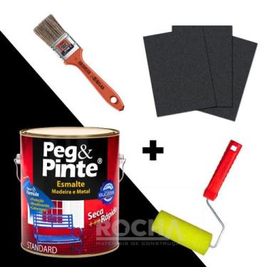 Imagem de Tinta Esmalte Madeira Metal Peg Pinte 900ml + Lixa + Rolo - Eucatex, P