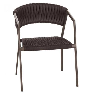 Imagem de Cadeira Atenas Tricô Náutico E Alumínio Varanda Cozinha Marr Marrom