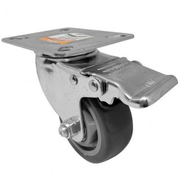 Imagem de Rodízio giratório freio pvc cinza reforçado móveis 3" 75mm - AJAX