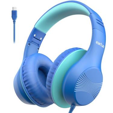 Imagem de EarFun Fones de ouvido infantis K3, fones de ouvido USB tipo C para crianças, limite de volume, som estéreo HD, ajuste confortável, fone de ouvido dobrável com fio para escola/viagem/meninos/meninas
