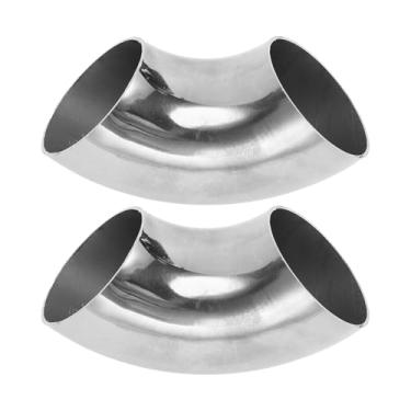 Imagem de Motoforti 2 peças 90 graus mandril curva cotovelo carro modificado tubo de escape tubulação 5.1 cm espessura OD 1,5 mm/16GA 51x125x1,5 mm 304 aço inoxidável tom prata