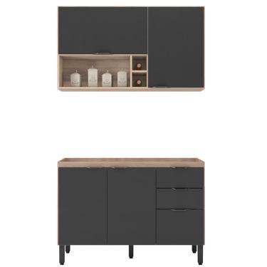 Imagem de Armario Aereo E Balcao Para Pia 120Cm Avena Grafito