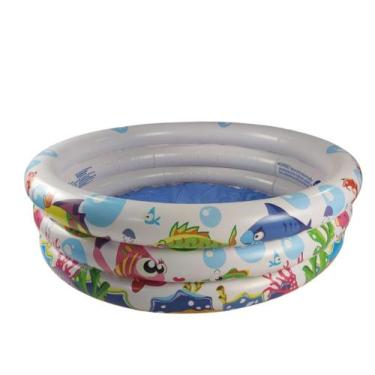 Imagem de Piscina Inflável Infantil Bebe 100 Litros 3 Anéis Fundo Mar - Wellmix