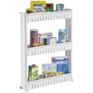 Imagem de Prateleira Multiuso Em Plástico Arthi Com Rodízios 77,5 Cm Branco