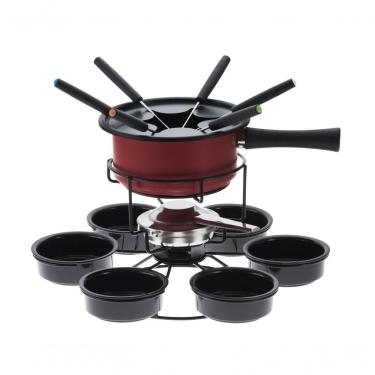 Imagem de Aparelho De Fondue Antiaderente Giratório Vermelho 16 Peças