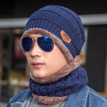 Imagem de Touca Gorro de Lã Forrada Masculino Adulto Premium - oem, Touca azul m