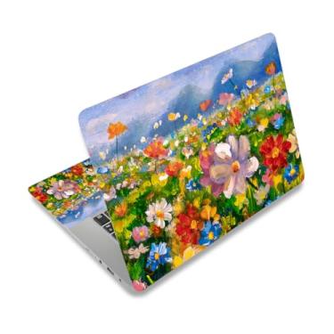 Imagem de ToLuLu Adesivo Para Laptop, 11,6" 12", 13", 13,3", 14", 15", 15,4", 15,6", Capa De Vinil Netbook, Protetor Reutilizável Notebook (2 Almofadas Pulso Incluídas), Flor Colorida