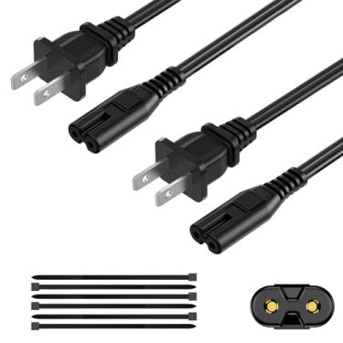 Imagem de ecjtu Cabo De Alimentação Ca 90 Cm (Pacote Com 2), Tv 2 Pinos, Reposição Para Xbox One, Ps3, Ps4, Ps5, Impressora Compatível, Monitor, Barra Som, Console Jogos